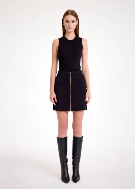 MERINO WOOL MINI KNIT SKIRT BLACK - 2