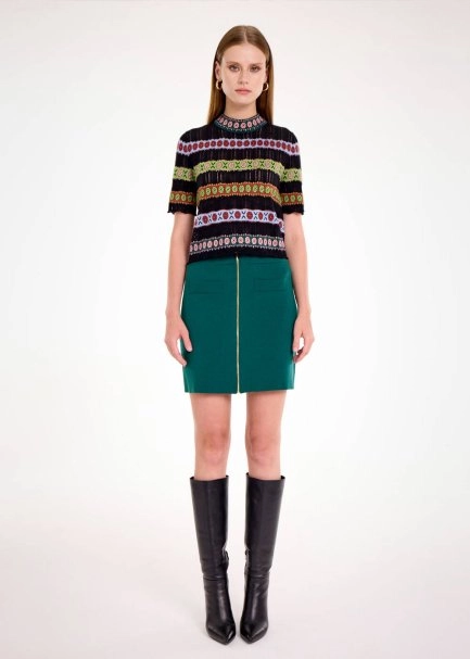 MERINO WOOL MINI KNIT SKIRT MALACHITE - 2