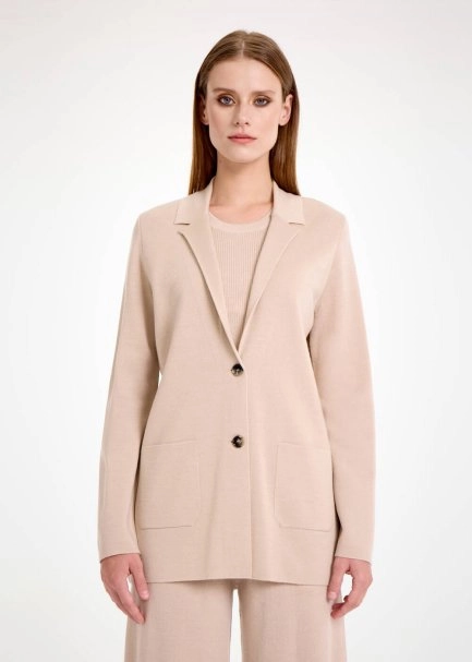 MERINO WOOL NATURAL KNIT BLAZER JACKET - 1