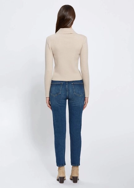 MERINO WOOL NATURAL KNIT TOP METALLIC BUTTONS - 5