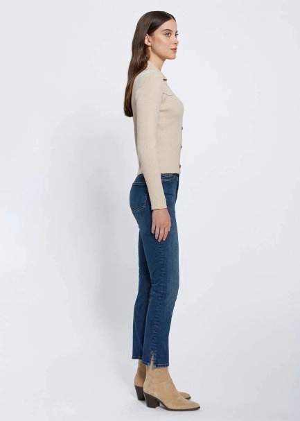 MERINO WOOL NATURAL KNIT TOP METALLIC BUTTONS - 4