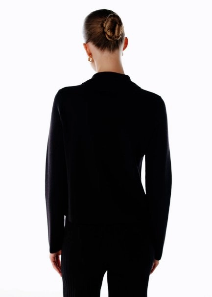 MERINO WOOL RICH BLEND BLACK KNIT JACKET - 5