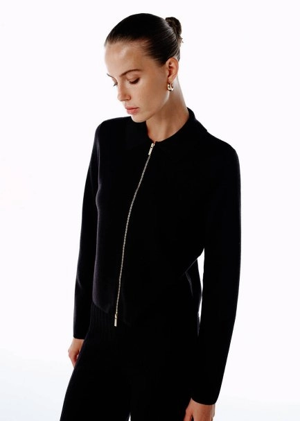 MERINO WOOL RICH BLEND BLACK KNIT JACKET - 3