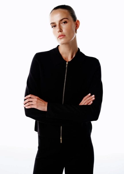 MERINO WOOL RICH BLEND BLACK KNIT JACKET - 4