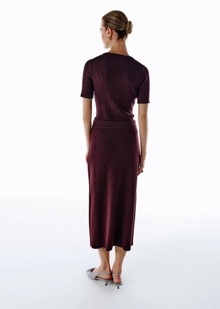 MERINO WOOL RICH BLEND KNIT SKIRT PLUM - 5