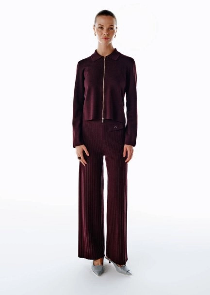 MERINO WOOL RICH BLEND PLUM KNIT JACKET - 2
