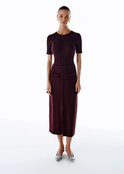 MERINO WOOL RICH BLEND PLUM KNIT TOP - 2