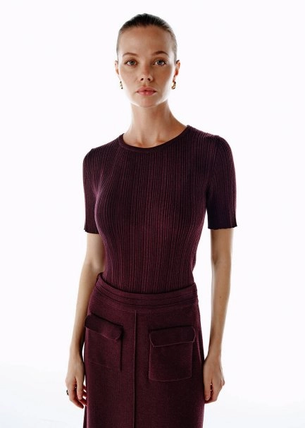 MERINO WOOL RICH BLEND PLUM KNIT TOP - 3