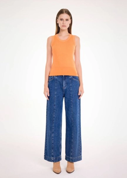 MERINO WOOL SLEEVELESS APRICOT KNIT TOP - 2