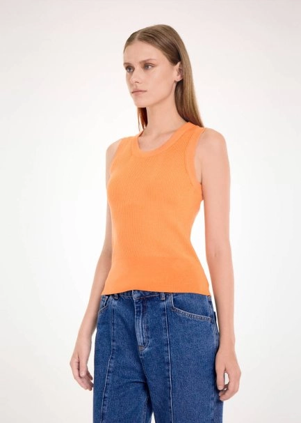 MERINO WOOL SLEEVELESS APRICOT KNIT TOP - 3