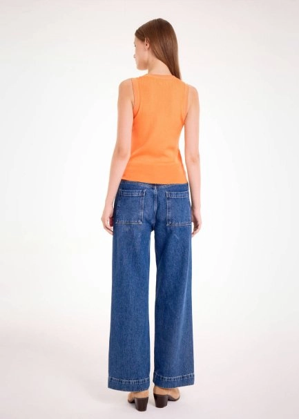 MERINO WOOL SLEEVELESS APRICOT KNIT TOP - 5