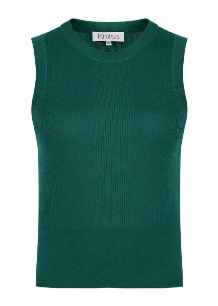 MERINO WOOL SLEEVELESS MALACHITE KNIT TOP - 6