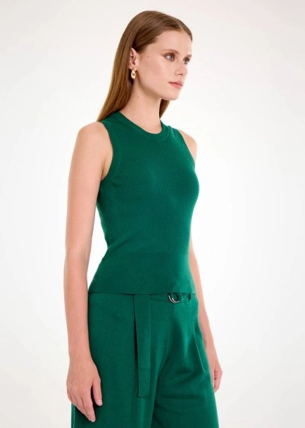 MERINO WOOL SLEEVELESS MALACHITE KNIT TOP - 3