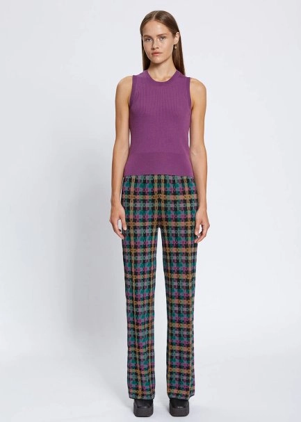 MERINO WOOL SLEEVELESS MAUVE KNIT TOP - 2