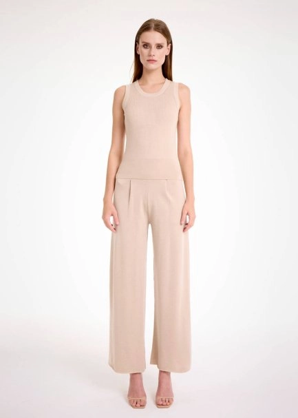 MERINO WOOL SLEEVELESS NATURAL KNIT TOP - 2