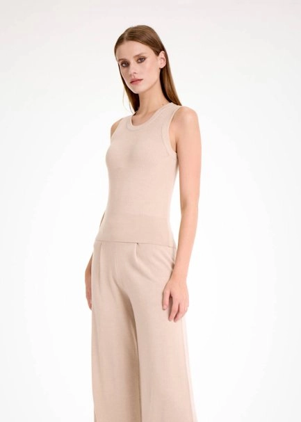 MERINO WOOL SLEEVELESS NATURAL KNIT TOP - 4