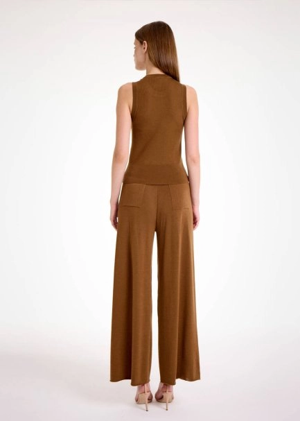 MERINO WOOL SLEEVELESS TOBACCO KNIT TOP - 5