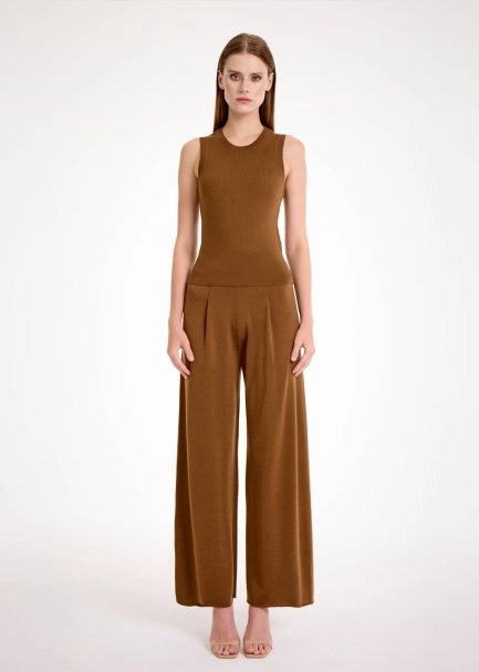 MERINO WOOL SLEEVELESS TOBACCO KNIT TOP - 2