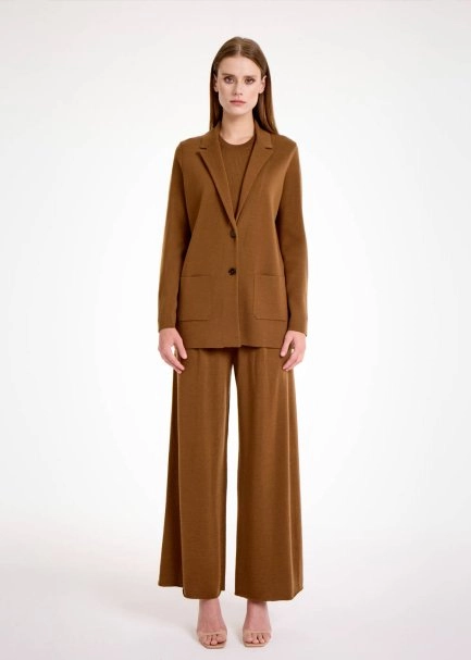 MERINO WOOL TOBACCO KNIT BLAZER JACKET - 2