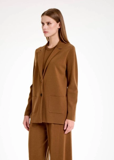 MERINO WOOL TOBACCO KNIT BLAZER JACKET - 3