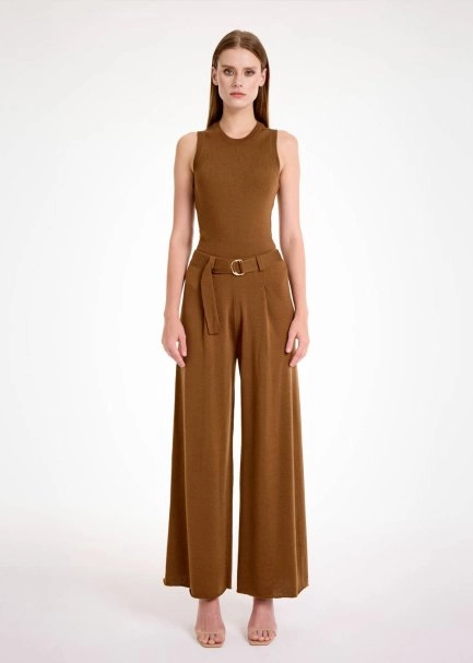 MERINO WOOL TOBACCO KNIT PANTS - 2