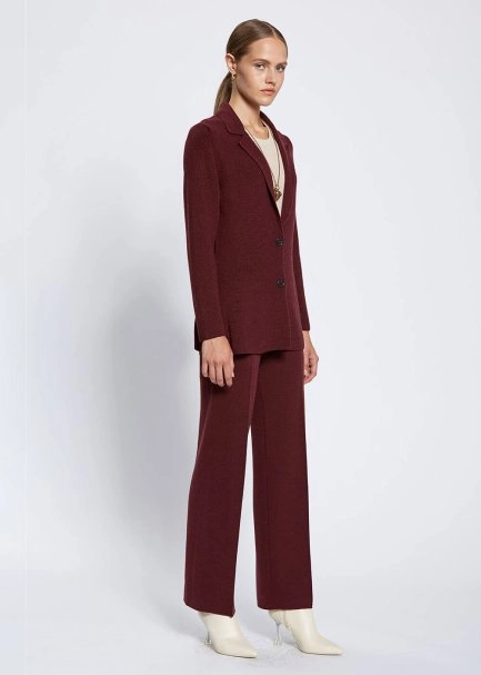 Merino Yün Bordo Triko Ceket - 4