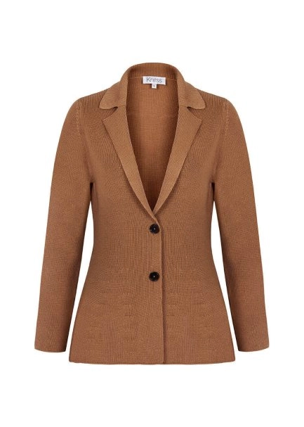 Merino Yün Camel Triko Ceket - 6