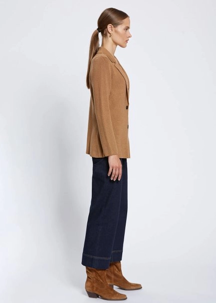 Merino Yün Camel Triko Ceket - 4