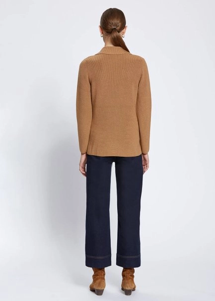 Merino Yün Camel Triko Ceket - 5