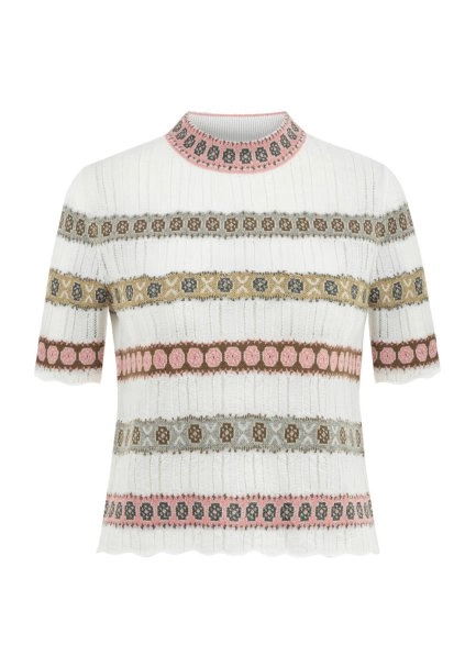 Merino Yün Karışımlı Crop Triko Üst Ekru - 6