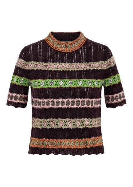 Merino Yün Karışımlı Crop Triko Üst Mürdüm - 6