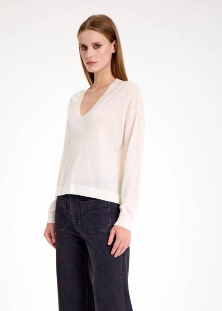 Merino Yün Karışımlı Ekru Triko - 3