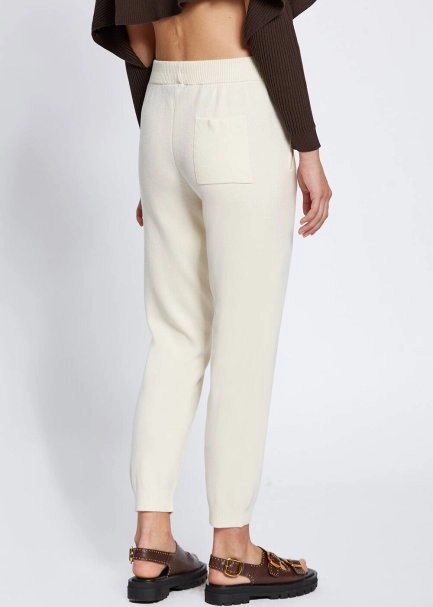 Merino Yün Karışımlı Ekru Triko Pantolon - 4