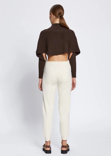 Merino Yün Karışımlı Ekru Triko Pantolon - 5