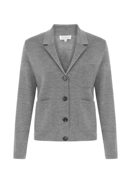 Merino Yün Karışımlı Gri Triko Ceket - 6