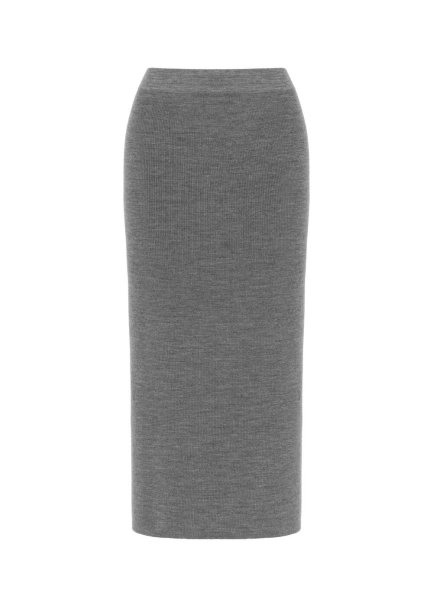 Merino Yün Karışımlı Gri Triko Etek - 6