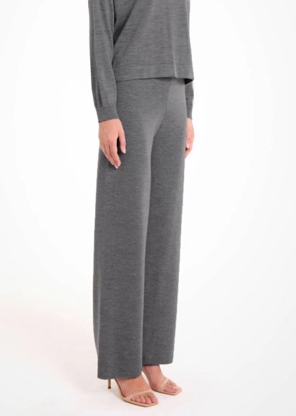 Merino Yün Karışımlı Gri Triko Pantolon - 4