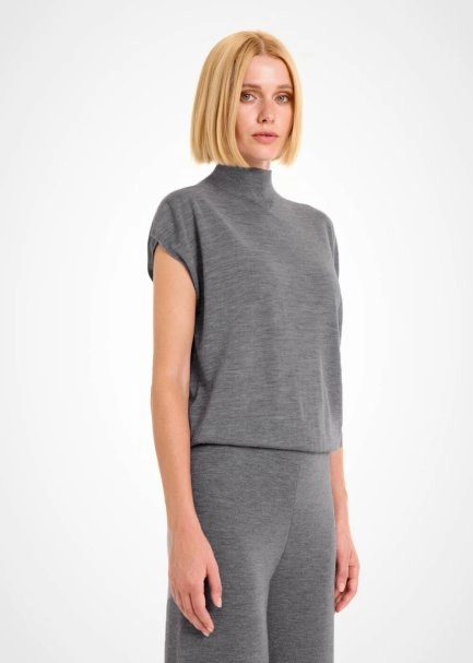 Merino Yün Karışımlı Gri Triko Üst - 4