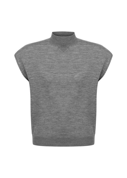 Merino Yün Karışımlı Gri Triko Üst - 6
