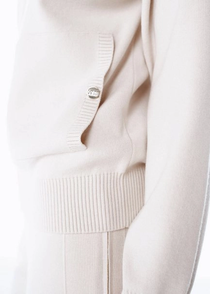 Merino Yün Karışımlı Kapüşonlu Naturel Triko Hırka - 3