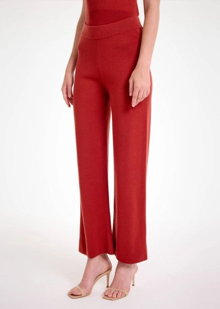 Merino Yün Karışımlı Kiremit Triko Pantolon - 3