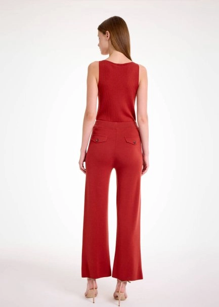 Merino Yün Karışımlı Kiremit Triko Pantolon - 5