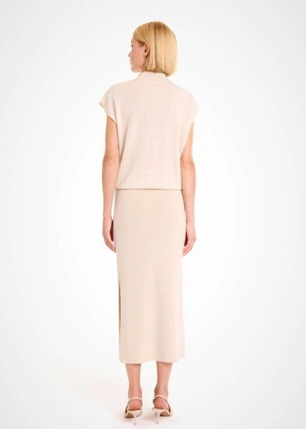 Merino Yün Karışımlı Krem Triko Üst - 5