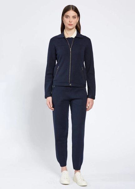 Merino Yün Karışımlı Lacivert Triko Ceket - 2