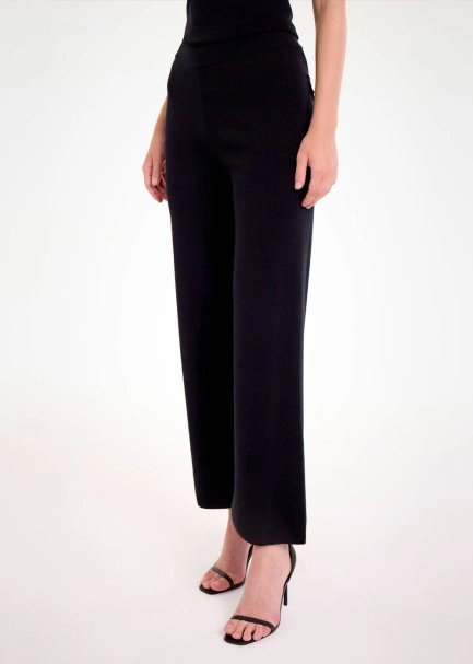 Merino Yün Karışımlı Siyah Triko Pantolon - 3