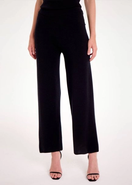 Merino Yün Karışımlı Siyah Triko Pantolon - 1