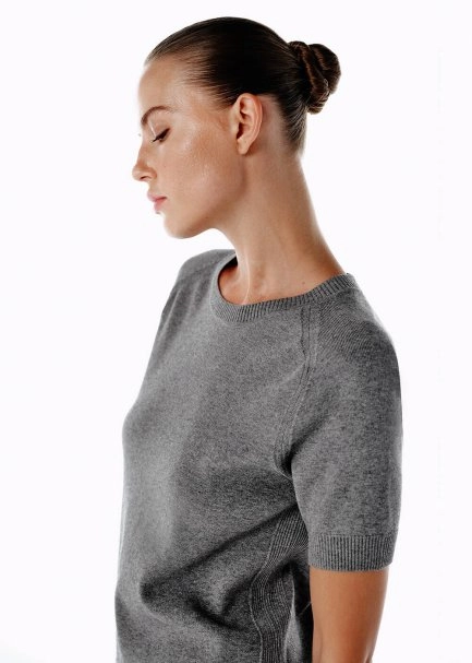 Merino Yün Karışımlı Triko Üst Gri - 4