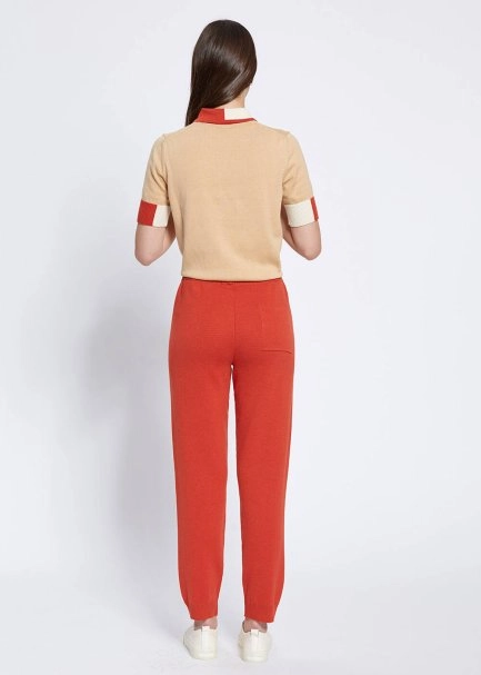 Merino Yün Karışımlı Turuncu Triko Pantolon - 5