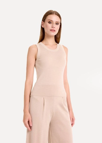 Merino Yün Kolsuz Naturel Triko Üst - 3