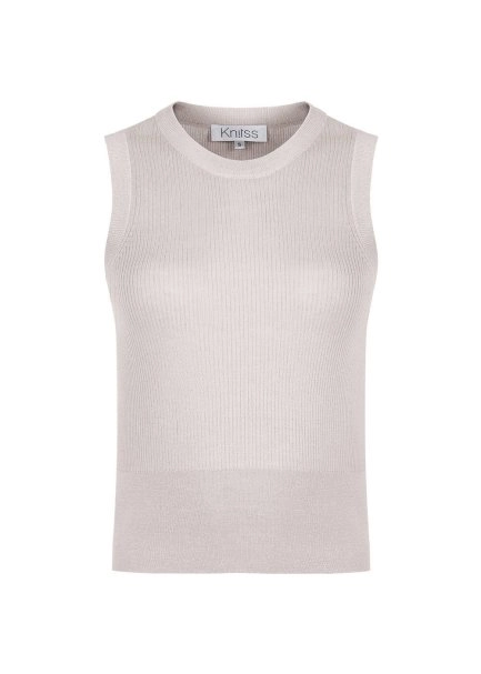 Merino Yün Kolsuz Naturel Triko Üst - 6